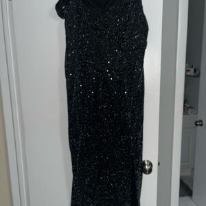 Glamorous Off Shoulder Black Sparkling Dress